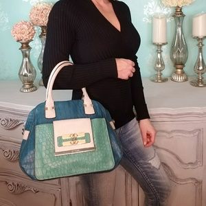 Guess Teal Crocodile Purse